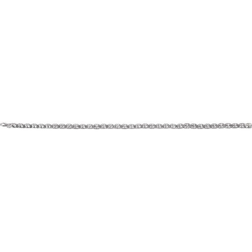14K White Gold Round Diamond Beaded Bracelet