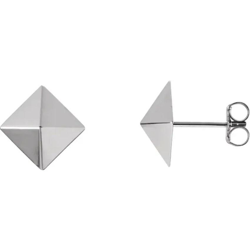 Yellow Gold Pyramid Stud Earrings