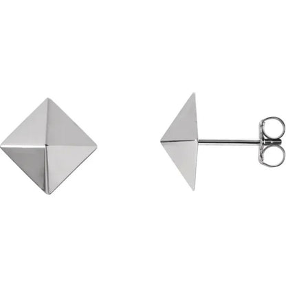 Yellow Gold Pyramid Stud Earrings