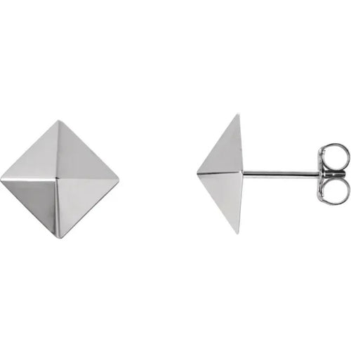 Yellow Gold Pyramid Stud Earrings