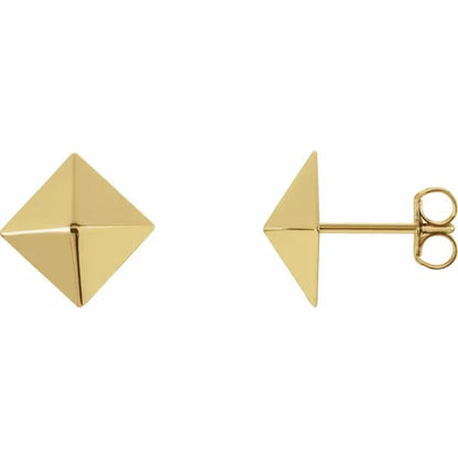 Yellow Gold Pyramid Stud Earrings