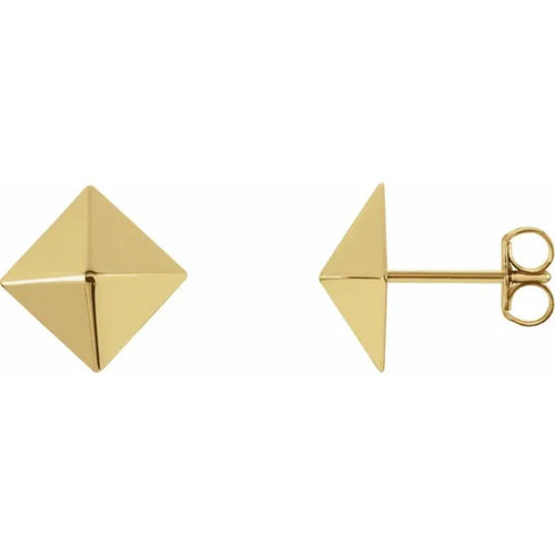 Yellow Gold Pyramid Stud Earrings