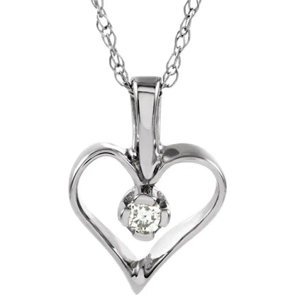 14K White Gold Diamond Heart Necklace