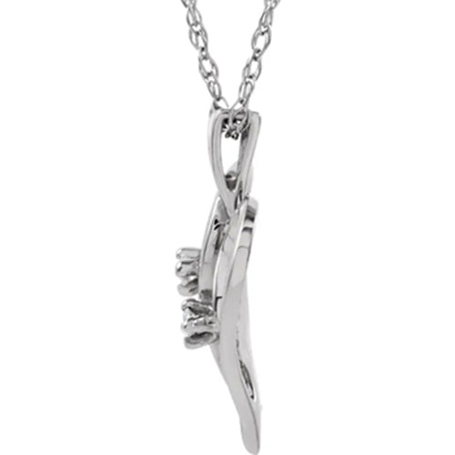 14K White Gold Intertwined Heart Diamond Necklace