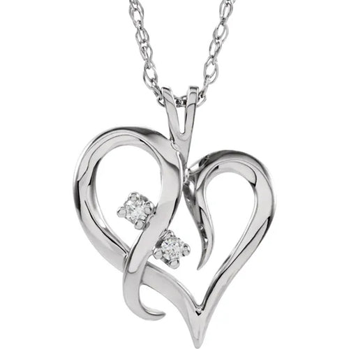 14K White Gold Intertwined Heart Diamond Necklace