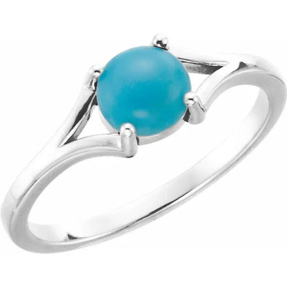 White Gold Natural Turquoise Cabochon Ring