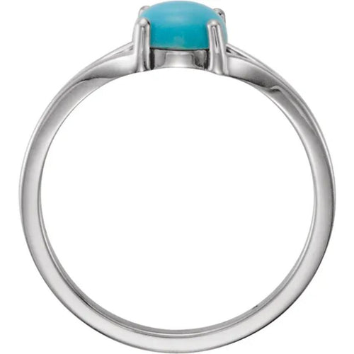 White Gold Natural Turquoise Cabochon Ring