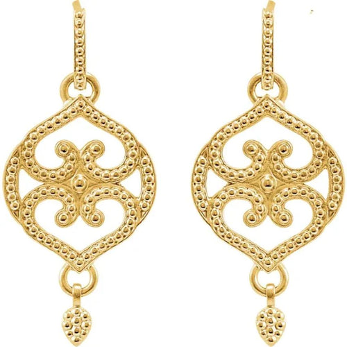 Yellow Gold Granulated Scroll Earring 2