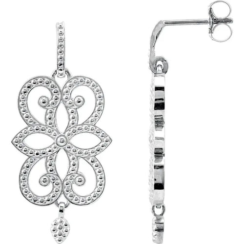 Yellow Gold Granulated Scroll Earring 2