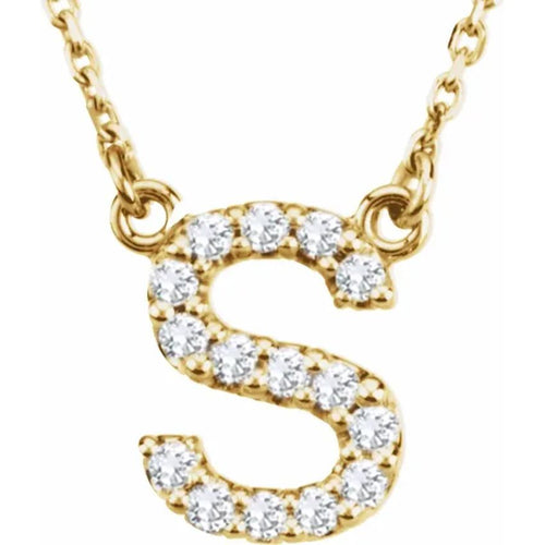 Yellow Gold Diamond Initial Necklace