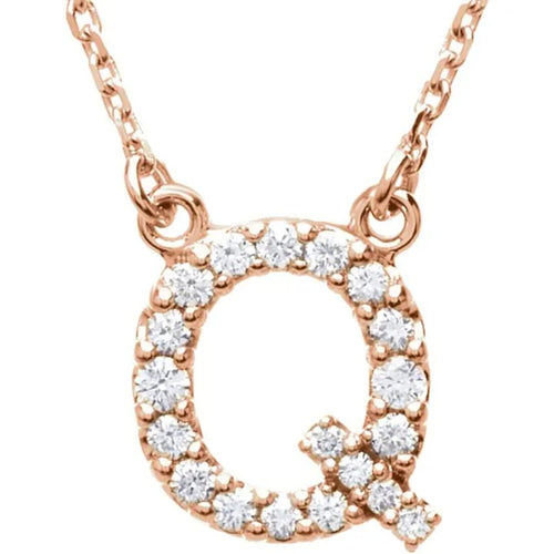Rose Gold Diamond Initial Necklace