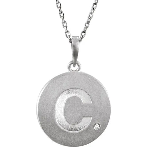 Silver Diamond Initial Necklace