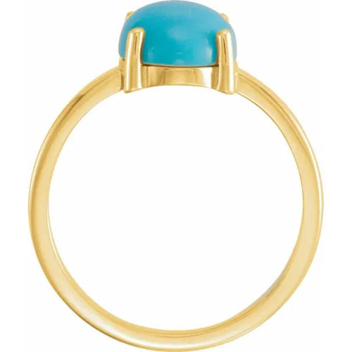 Yellow Gold Oval Natural Turquoise Cabochon Ring