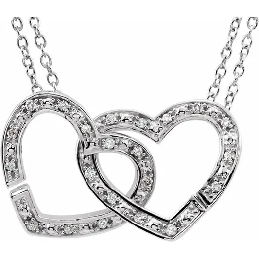 Sterling Silver Diamond Interlocking Hearts Necklace