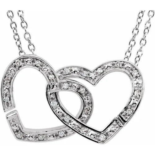 Sterling Silver Diamond Interlocking Hearts Necklace