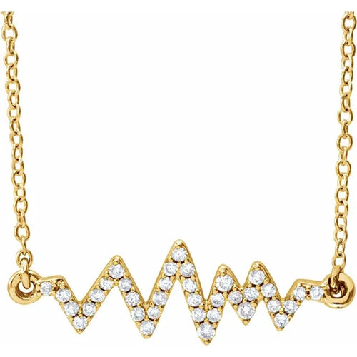 14K Yellow Gold Diamond Heartbeat Necklace