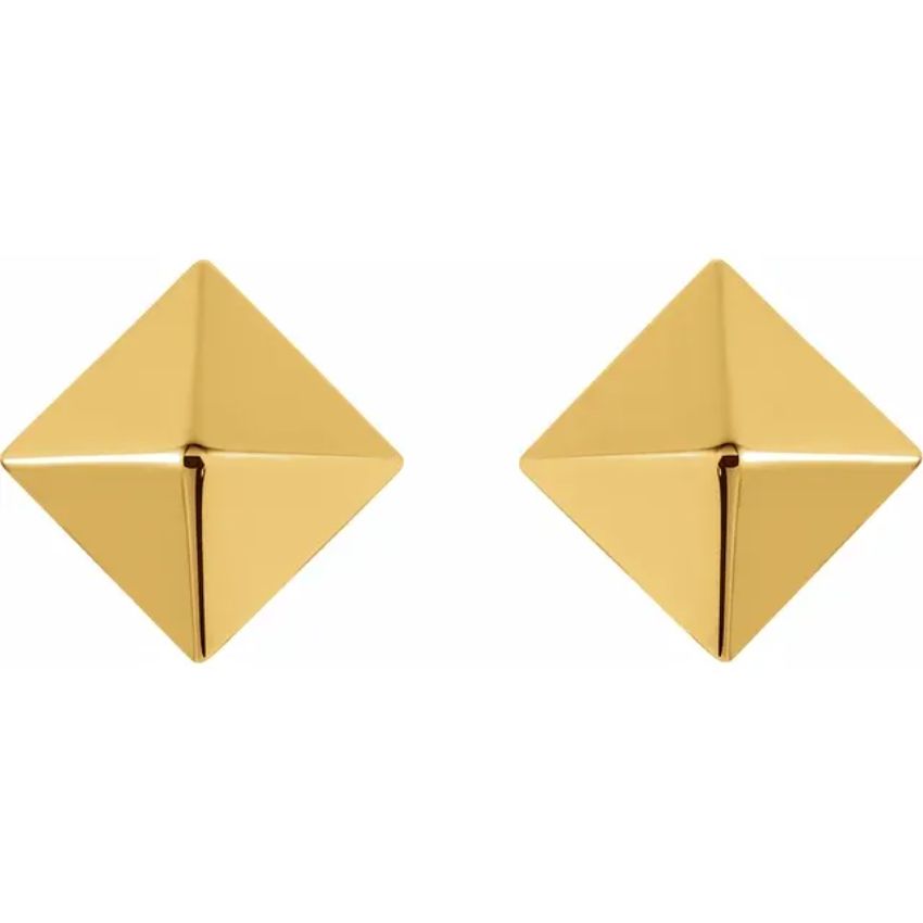 Yellow Gold Pyramid Stud Earrings