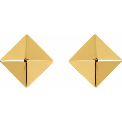 Yellow Gold Pyramid Stud Earrings