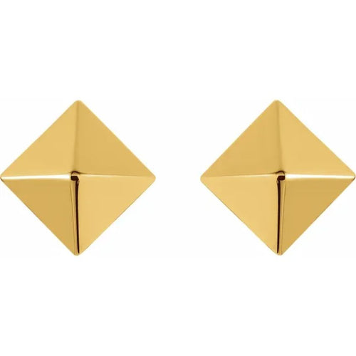 Yellow Gold Pyramid Stud Earrings