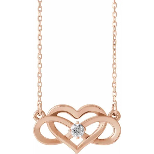 14K Rose Gold Diamond Infinity Heart Necklace