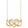 14K Yellow Gold Diamond Infinity Heart Necklace