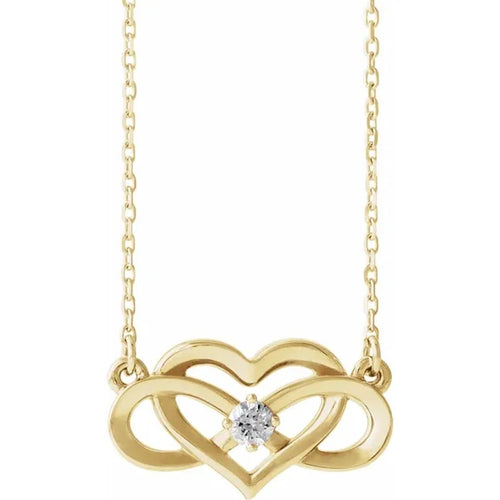 14K Yellow Gold Diamond Infinity Heart Necklace