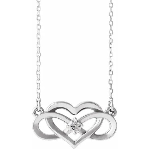 14K White Gold Diamond Infinity Heart Necklace
