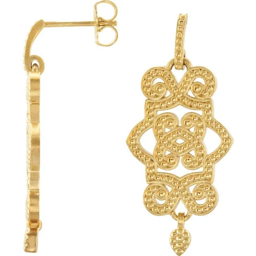 Yellow Gold Granulated Earring