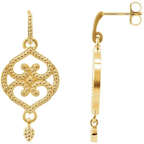 Yellow Gold Granulated Scroll Earring 2