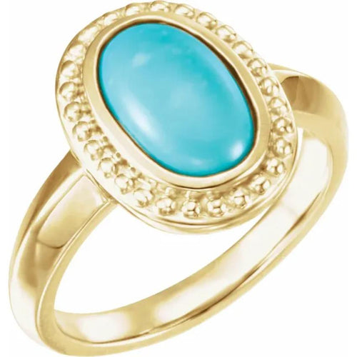 Yellow Gold Natural Turquiose Ring