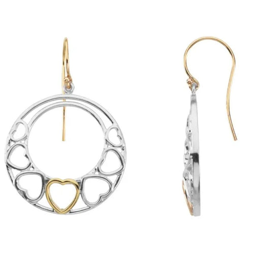 Yellow Gold Hearts Dangle Earrings