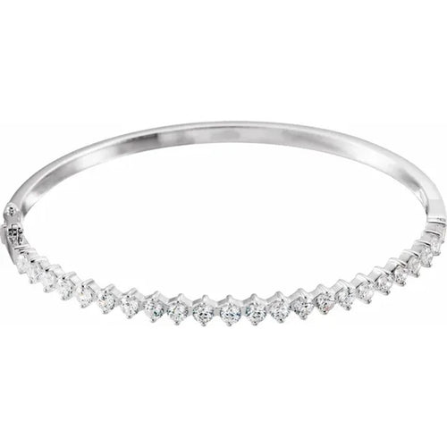 Sterling Silver 3mm White Cubic Zirconia Bangle Bracelet