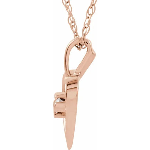 14K Rose Gold Diamond Heart Necklace