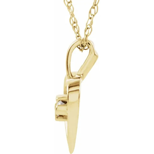 14K Yellow Gold Diamond Heart Necklace