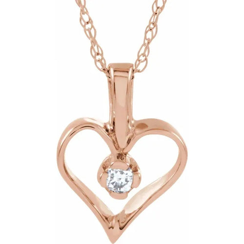 14K Rose Gold Diamond Heart Necklace