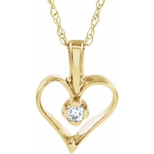 14K Yellow Gold Diamond Heart Necklace