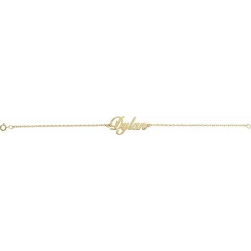10K Yellow Gold Script Nameplate Bracelet