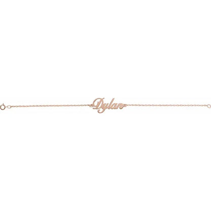 14K Rose Gold Script Nameplate Bracelet