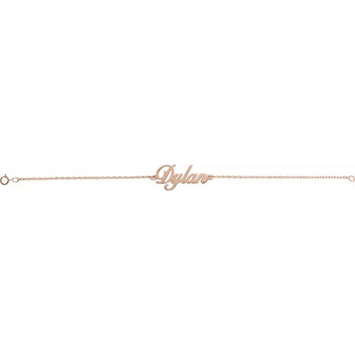 14K Rose Gold Script Nameplate Bracelet