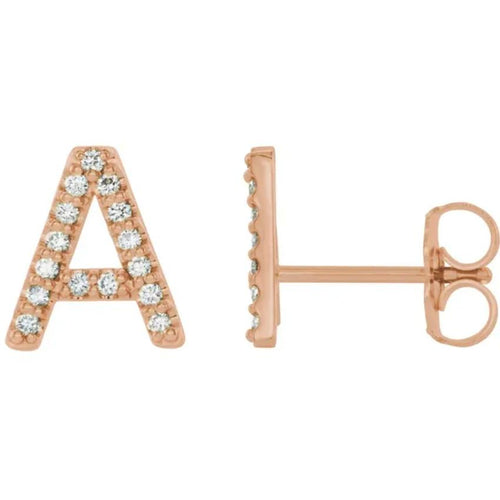 Rose Gold Diamond Initial Earring