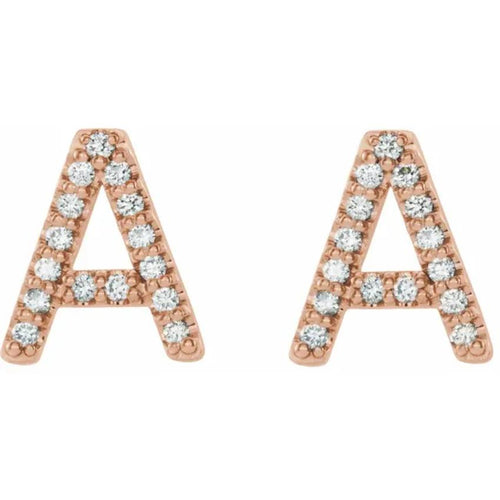 Rose Gold Diamond Initial Earring
