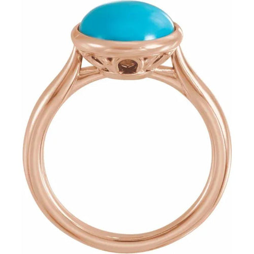 Rose Gold Natural Turquoise Cabochon Ring
