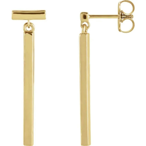 Yellow Gold Articulated Bar Earrings