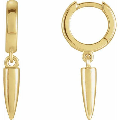 Yellow Gold Spike Hinged Hoop Earrings