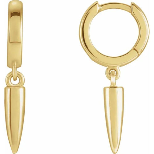 Yellow Gold Spike Hinged Hoop Earrings
