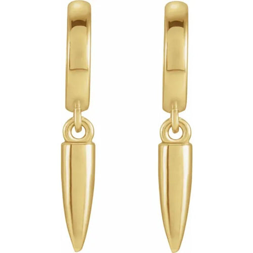 Yellow Gold Spike Hinged Hoop Earrings