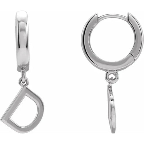 Platinum Initial Hinged Huggie Earring