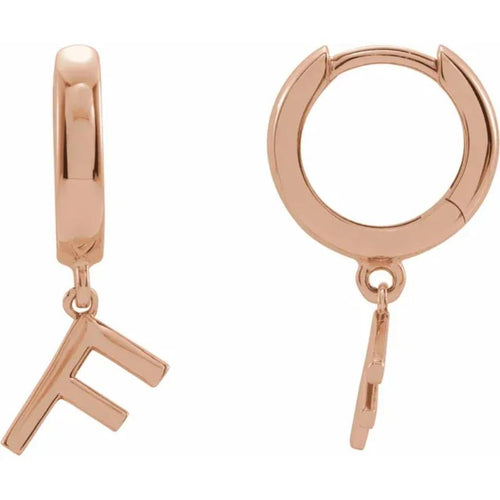 Rose Gold Initial Hinged Huggie Earring