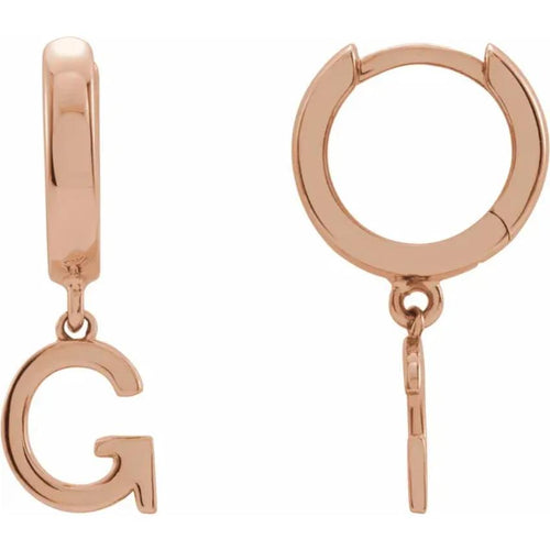 Rose Gold Initial Hinged Huggie Earring