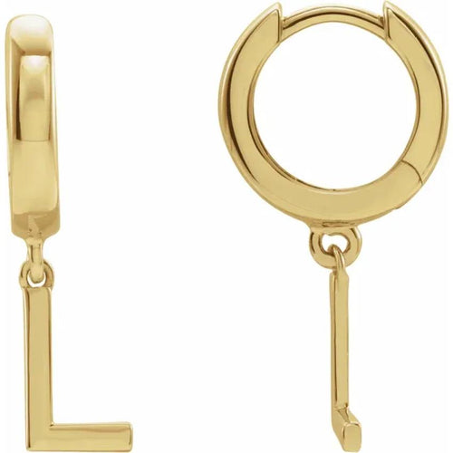 Yellow Gold Initial Hinged Huggie Earring